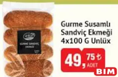 UNLÜX GURME SUSAMLI SANDVİÇ EKMEĞİ 4X100 G